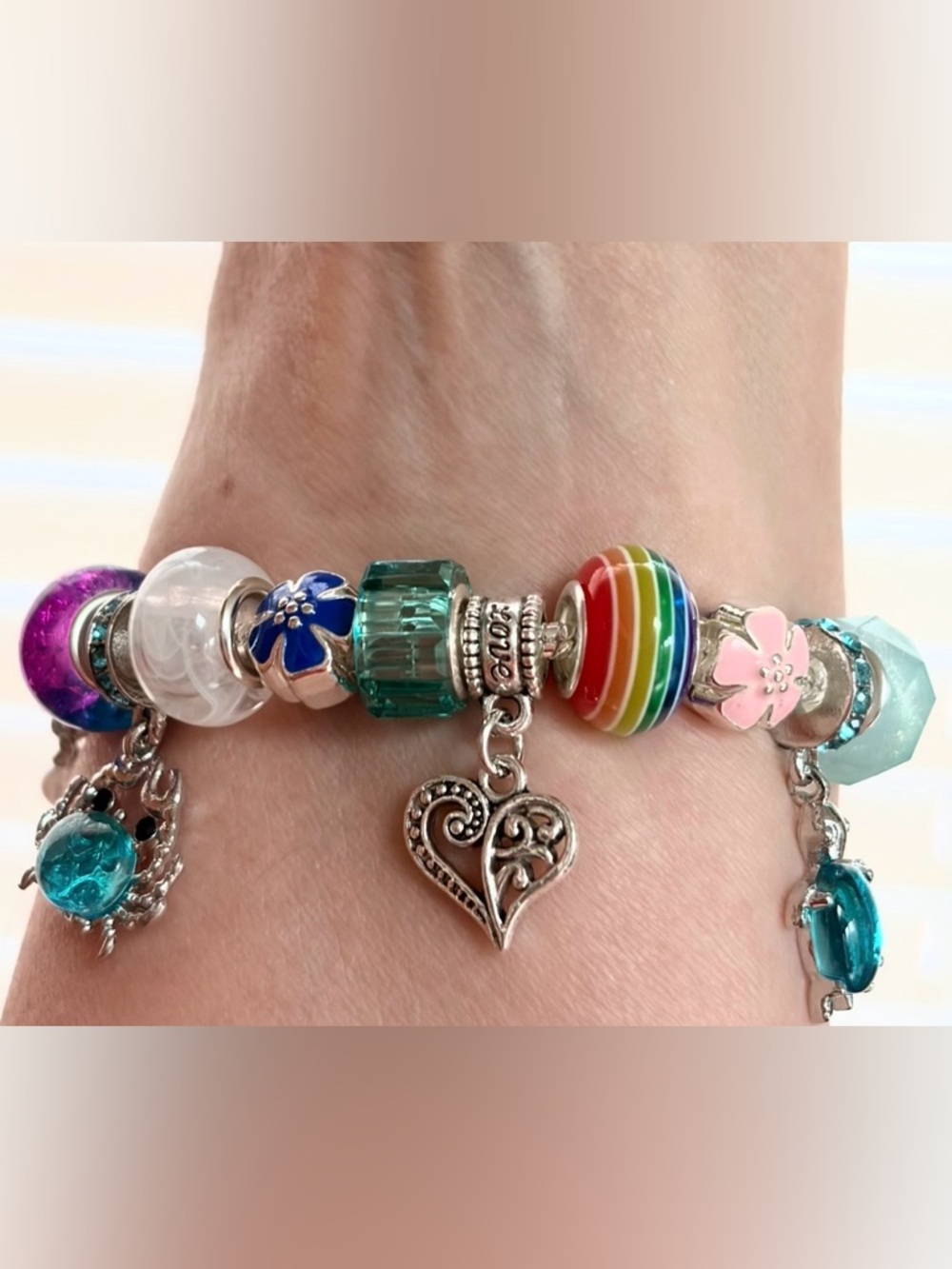 European-style charm Bracelet.925 silver with 5 FREE charms of your choice.8”